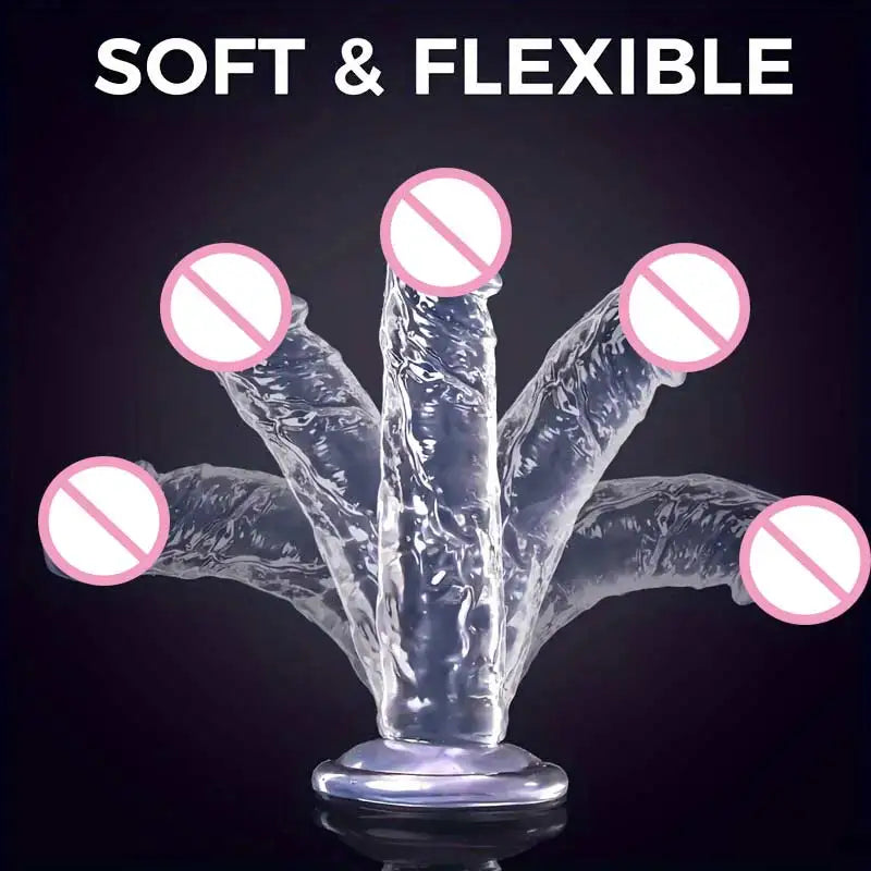 Cheap Women Erotic Anal 5 Colors Big Transparent Dildo Suction Cup Jelly Dick Sex Toys Soft Clitori Vaginal Masturbators Penis