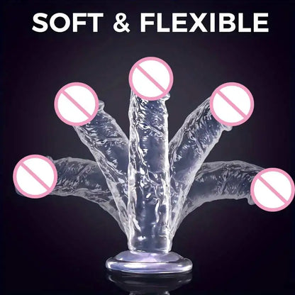 Cheap Women Erotic Anal 5 Colors Big Transparent Dildo Suction Cup Jelly Dick Sex Toys Soft Clitori Vaginal Masturbators Penis