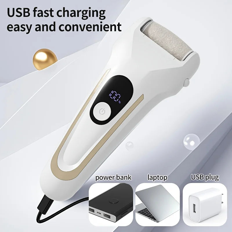 USB Powered Rechargeable Electric Foot Grinder Callus Remover with Adjustable Speeds for Men & Women's Pedicure