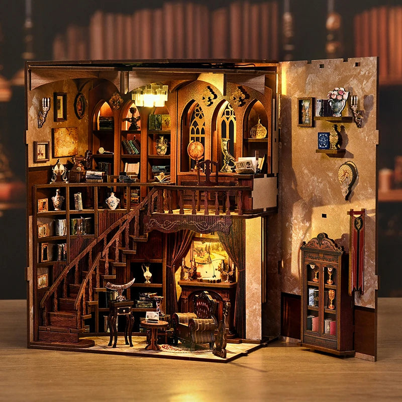 DIY 3D Wooden Book Nook Doll Houses Kits Puzzle Booknook Miniature Desktop Decor Creative Toys For Xmas Gifts