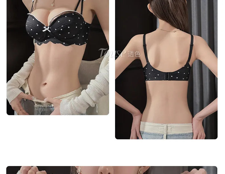 YUQI Elegant Lace Bra Set 2026 - Push Up Half Cup for Small Chest, Support & Anti Sagging, Sexy Back Design | Lingerie S-XL Suit
