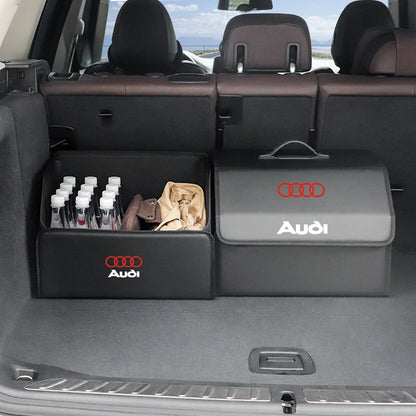 Car Trunk Collapsible Leather Tidying Stowing Box Accessories For Audi Sline A1 A3 A4 A5 A6 A7 A8 B8 B9 B6 C6 Q2 Q3 Q5 Q7 Q8 TT