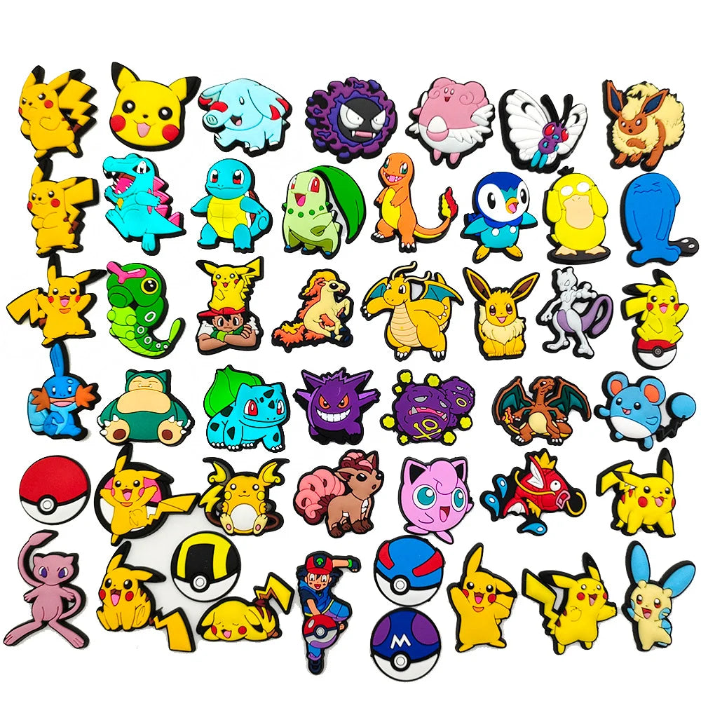 47/27/20Pcs Random Pokémon Series Shoe Charms For Slides Sandals,PVC Shoe Decorations Accessories For Christmas Birthday Gift