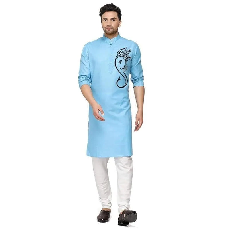 Men Digital Printed Kurta Shirt Regular Fit Mandarin Collar Long Suitable All Occasions Such Wedding Hari Raya National style