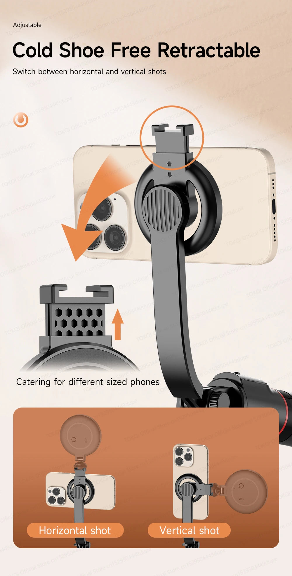 TOKQI Tripod Magnetic Phone Holder Extendable Selfie Stick for Smartphone Shooting Vlog with Wireless Bluetooth Remote Control