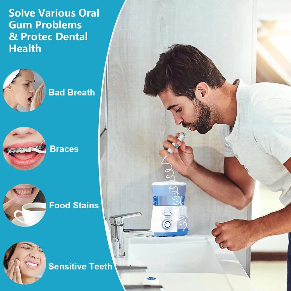 Water Flosser Dental Oral Irrigator 800ML High Pressure Water Flosser for Teeth Mouth Washing Machine with 5x Tip Teeth Cleaning