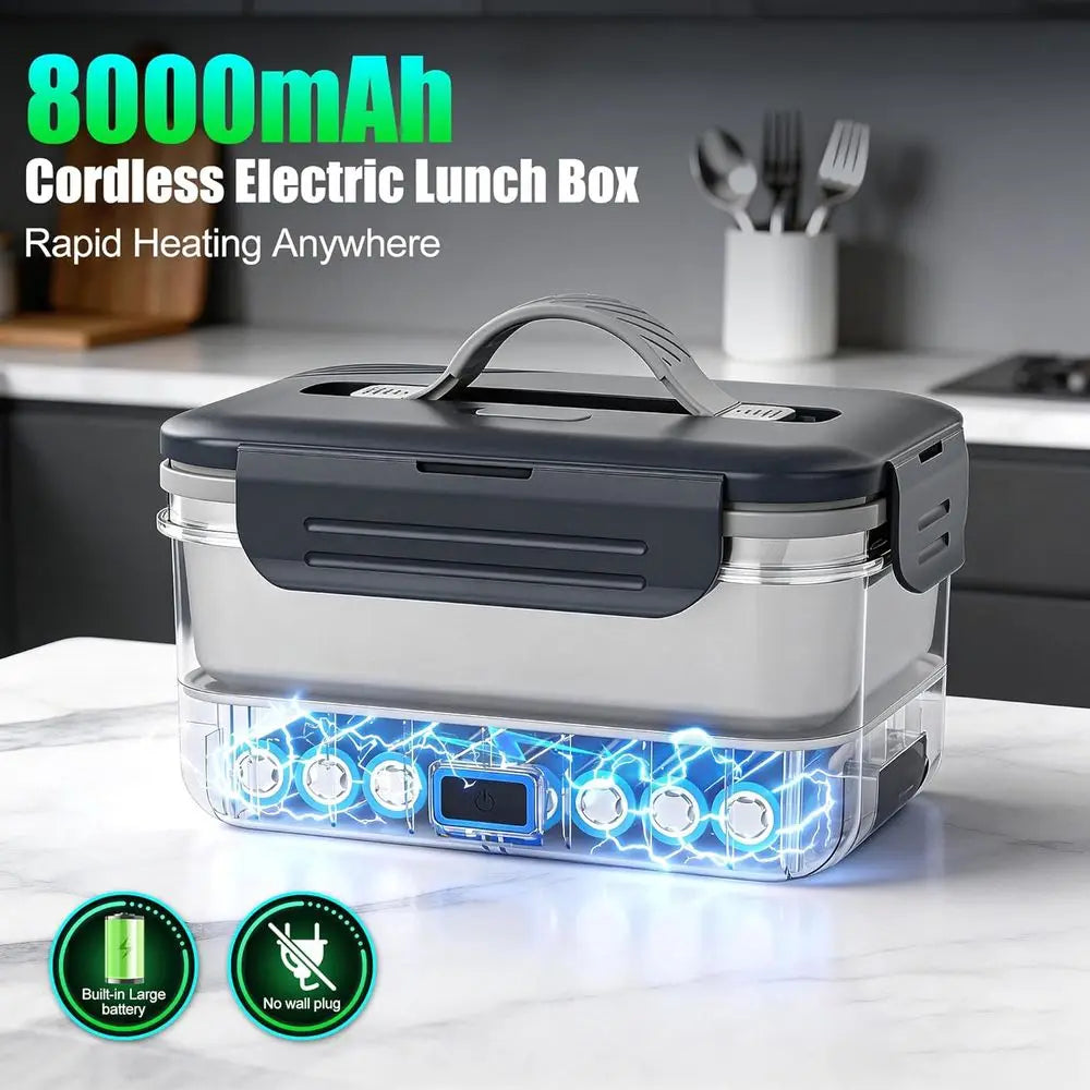8000mAh Portable Electric Lunch Box with Automatic Heating, Ideal for Office or Outdoor Use