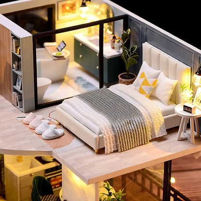 Doll Houses Kits 3D Puzzle Handmade Wooden Mini DollHouse Assembly Building With Furniture Kit Toys For Xmas Birthday Gifts