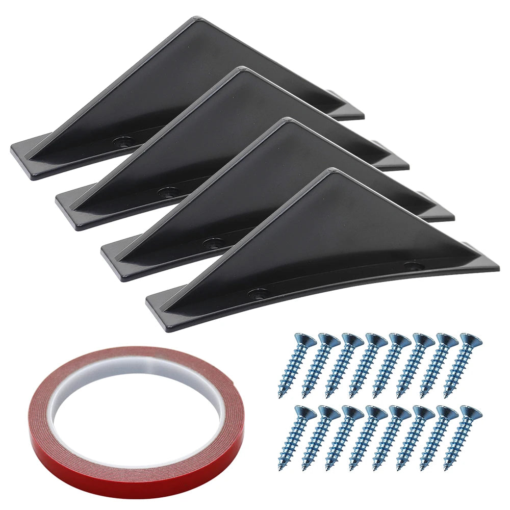 Universal 4 Wing Car Rear Bumper Lip Diffuser Splitter Spoiler Shark Fins For Chevrolet Chevy Camaro For Citroen Peugeot Mazda