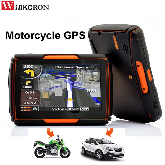 Motorcycle GPS Navigation Car GPS 4.3" IPX67 Waterproof dustproof/ shockproof Bluetooth FM AVIN Built in 8GB With iGo GPS Map