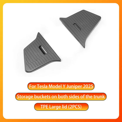 For Tesla Model Y Juniper 2025 Trunk Organizer Side Storage Box Boot Organizer TPE Storage Bin Anti-dirty Car Travel Accessories