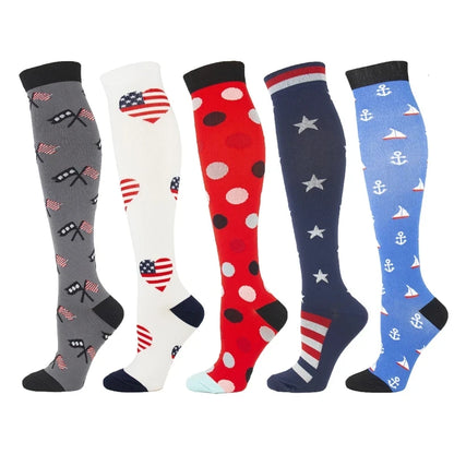 3/5/6 Pairs Compression Socks Exercise Mountaineering Running Sports Socks Elastic Medical Blood Circulation Swelling Nurse Sock