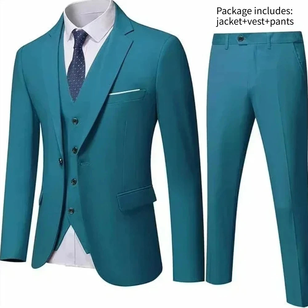 Elegant Men Suit For Wedding 3 Pieces 2 Sets Jackets Vest Pants Blazers Full Fashion Slim Fit Coats 2025 Formal Classic Costume