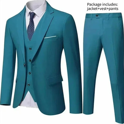 Elegant Men Suit For Wedding 3 Pieces 2 Sets Jackets Vest Pants Blazers Full Fashion Slim Fit Coats 2025 Formal Classic Costume