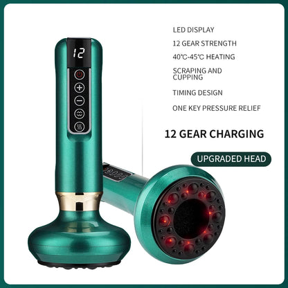 Smart Cupping Massage Machine 9 Levels Vacuum Suction Cup Chinese Meridian Cans Red Light Heating Jars Body Cellulite Scraping