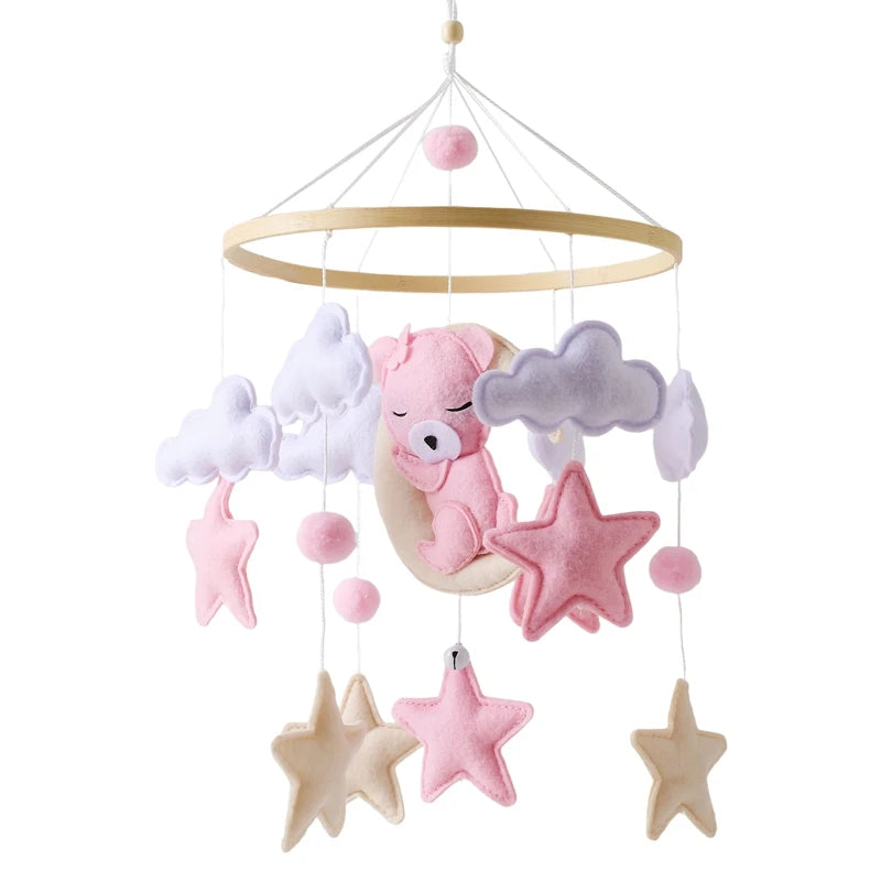 Baby Crib Mobile Rattle Toy 0-12Months Infant Soft Felt mobile Teddy Bear Bed Bell Hanging Toy Holder Bracket Crib Toy Gift
