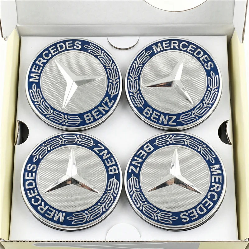 yyy 4PCS 75mm Car Floating Wheel Center Hub Caps Cover for Mercedes Benz B/C/E/S Class A Class C200L GLC GLK CLA Accessories.