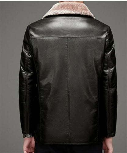 Haining genuine leather down jacket men's sheepskin jacket coat middle-aged lapel thickened plus enlarged leather jacket