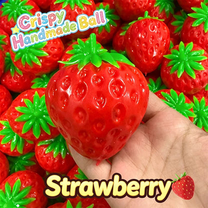 Strawberry Crunchy Stress Ball Squeeze Toy Crispy Squishy Fidget Toy Round Blocks Filled Decompression Sensory Toy Gifts