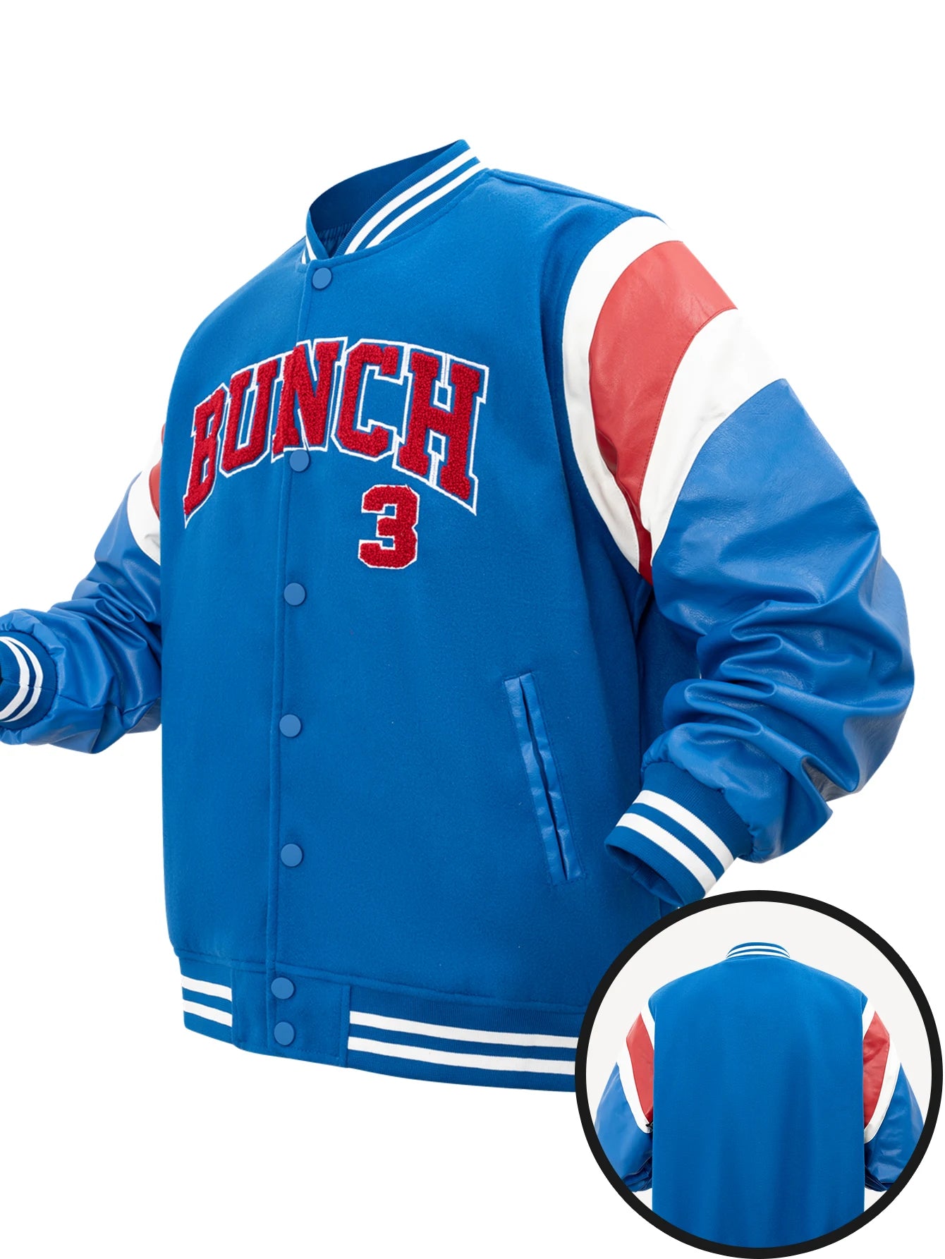 Men's Letterman Jacket Vintage Vasity Baseball Coat Casual Streetwear Outerwear with 'G' Letter Embroidery & Inner Pocket