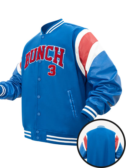 Men's Letterman Jacket Vintage Vasity Baseball Coat Casual Streetwear Outerwear with 'G' Letter Embroidery & Inner Pocket