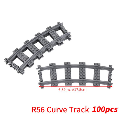 MOC City Bricks Train Flexible Construction Parts Railway Curve Track R104 Building Blocks Model Accessories Compatible 53401
