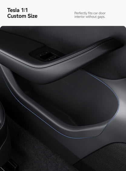YZ For Tesla Model 3/Y/YL Highland Juniper Car Door Side Storage Box Front Rear Side TPE Door Storage Organizer Tray Accessories