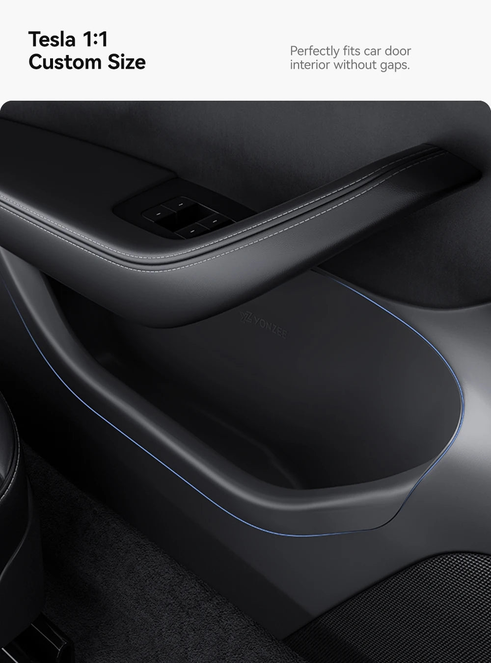 YZ For Tesla Model 3 Y Highland Juniper Car Door Side Storage Box Front Rear Side TPE Door Storage Organizer Tray Accessories