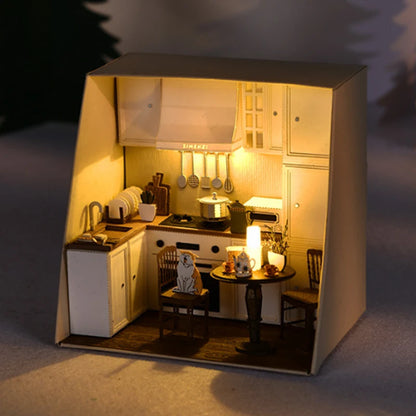 Wooden Mini Doll Hous DIY Kit for Making Room Toys Home Bedroom Decoration with Furniture Kit with LED for Home Decoration Gifts