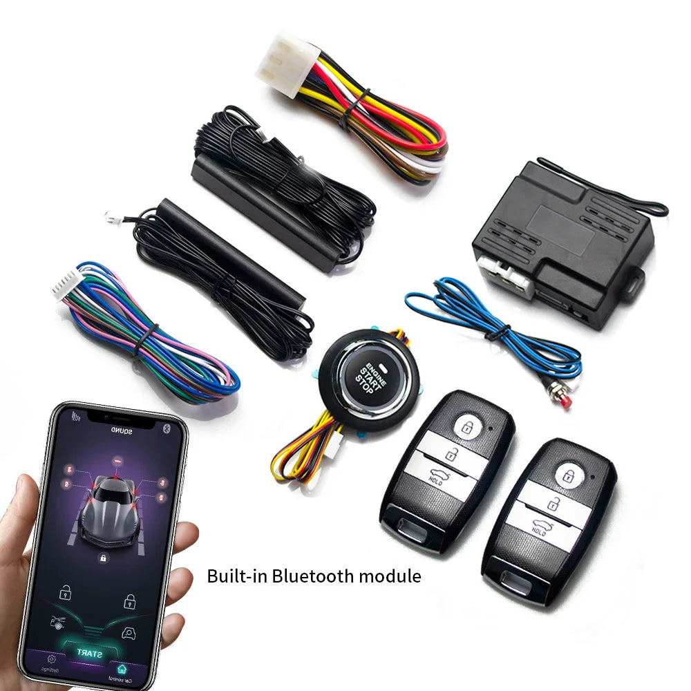 Universal 12V Car Smart Keyless Entry Bluetooth Remote Start System Start Stop Ignition Button Car Alarm Accessories