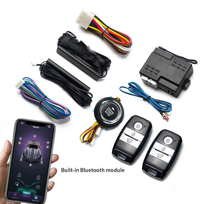 Universal 12V Car Smart Keyless Entry Bluetooth Remote Start System Start Stop Ignition Button Car Alarm Accessories