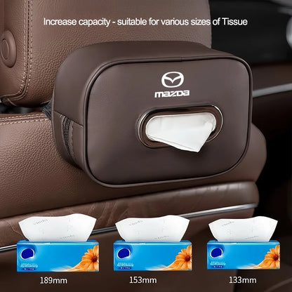 Leather Car Tissue Box Holder Back Seat Multi Storage Bag For Mazda 3 CX5 CX30 MX5 CX3 CX9 CX7 MX3 MX6 CX50 CX60 CX70 CX80 CX90