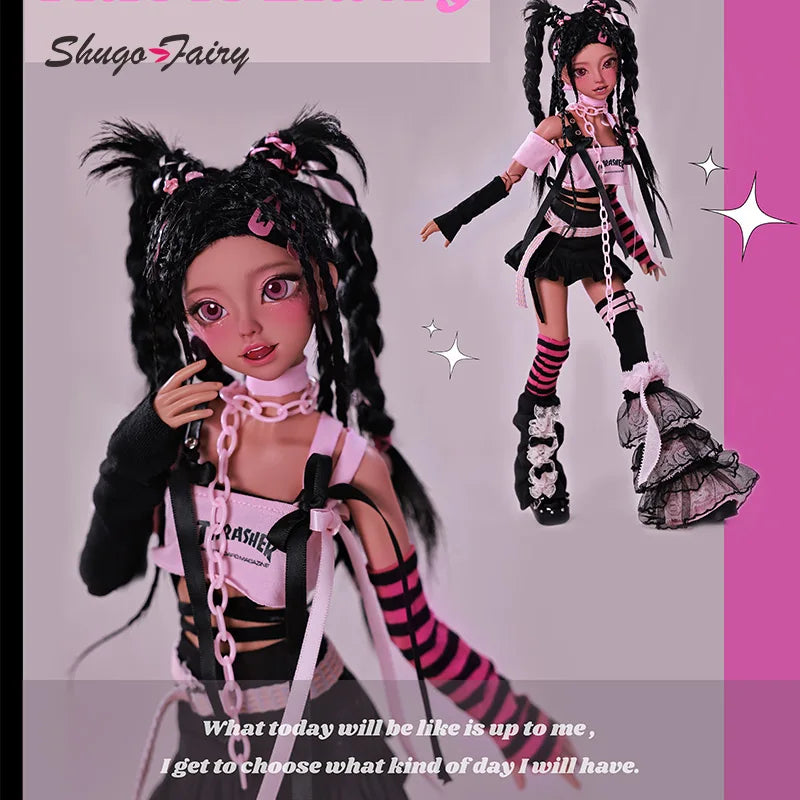 ShugaFairy Emery Bjd Doll 1/4 Lolita Pink Rock Rivet Style Y2K Dreadlocks Ball Jointed Dolls for  Fullset Option
