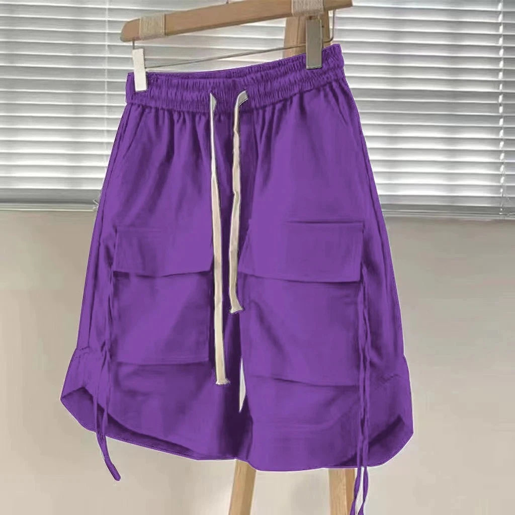 Men's Summer Casual Shorts Japanese City Boy Style Lightweight Workwear Loose Wide Leg Mid Length High Street Fashion