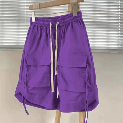 Men's Summer Casual Shorts Japanese City Boy Style Lightweight Workwear Loose Wide Leg Mid Length High Street Fashion