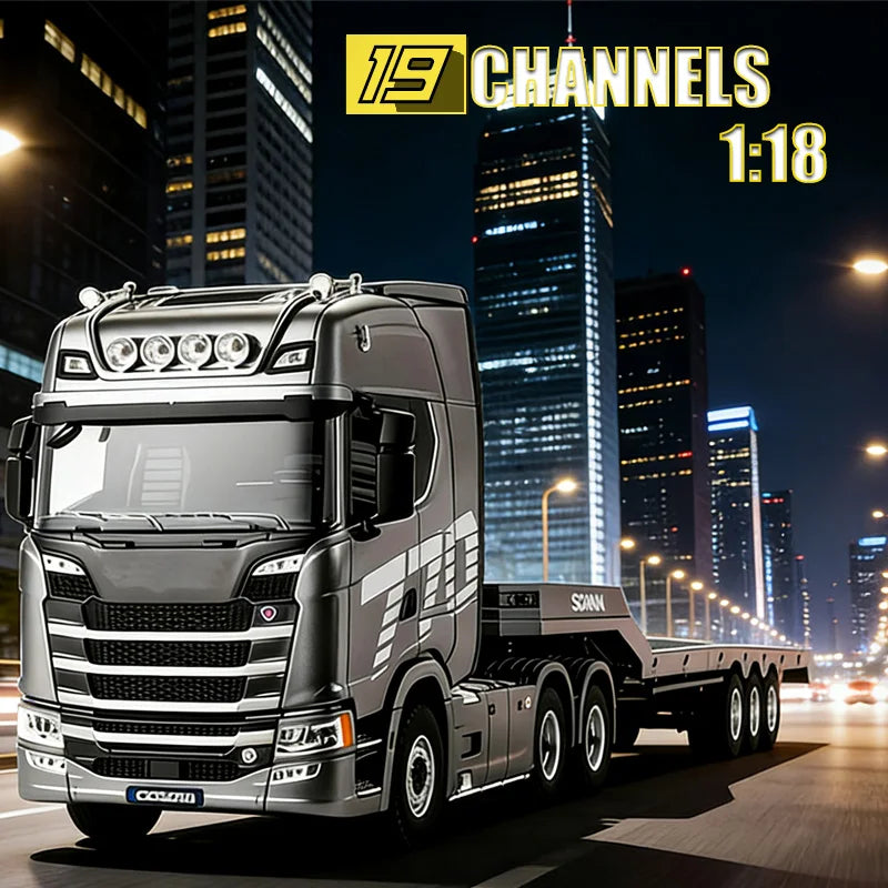 huina1501+1502 Scania 770S Alloy Tractor 19CH RC Truck 1/18 heavy-duty truck 2.4G remote control Engineering Trailer Truck Toys