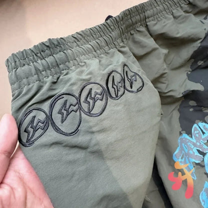 Summer Vintage Street Cactus Jack Shorts Lightning Eagle Print Embroidered Logo Mesh Nylon Elastic Waist Casual Shorts Men Pants