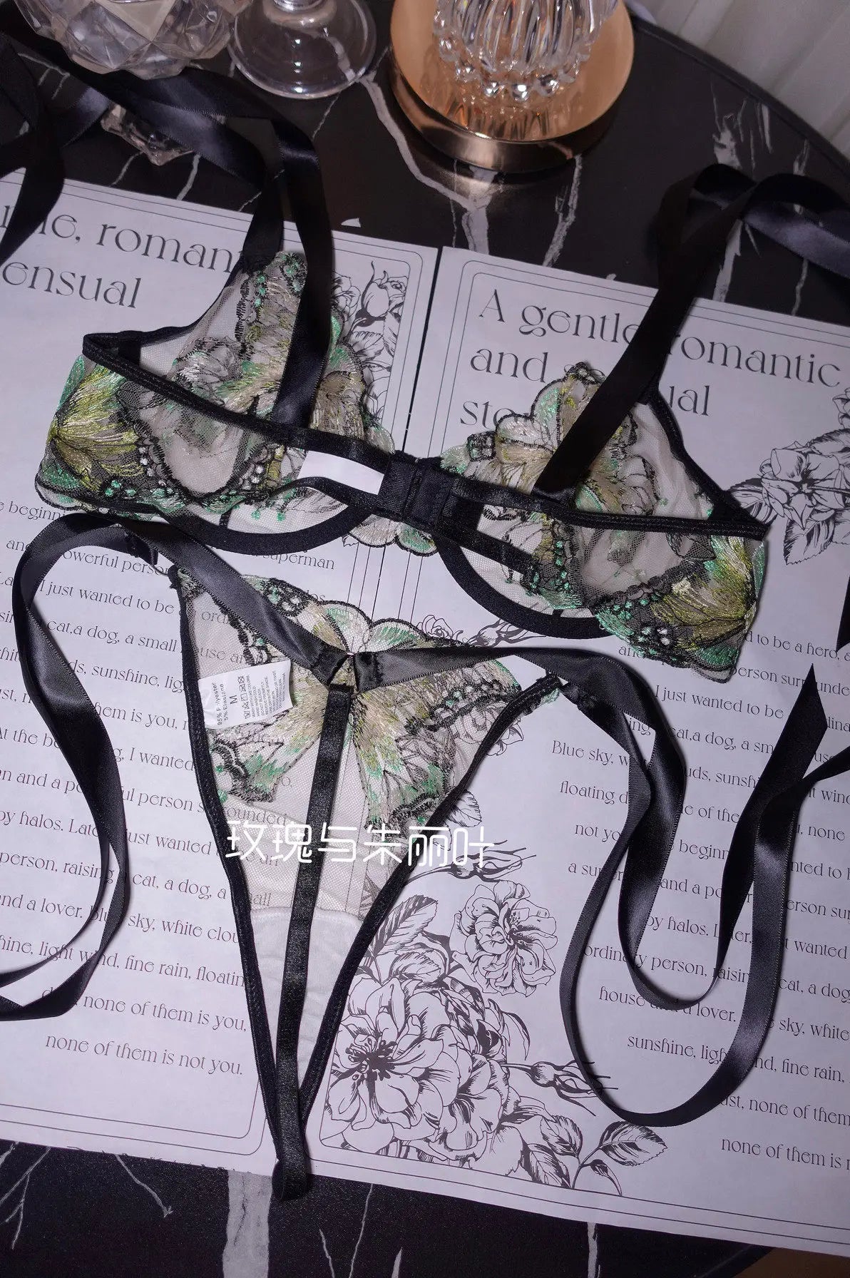 Ultra-Thin Sexy Lace Sheer Lingerie Set For Women French Butterfly Embroidery Push Up Bra Soft Underwire Support Date Night Wear