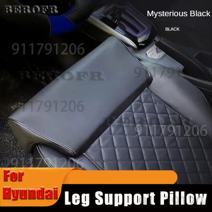 Leather Car Seat Extender Cushion Leg Support Pillow Memory Foam Knee Pad Long-Distance For Hyundai Driver Protector Mat