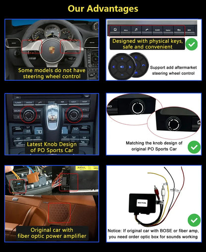 CHSTEK Car Radio Wireless Carplay Qualcomm for Porsche 911 997 Boxster Cayman 987 Auto Android 13 Multimedia Player Navigation