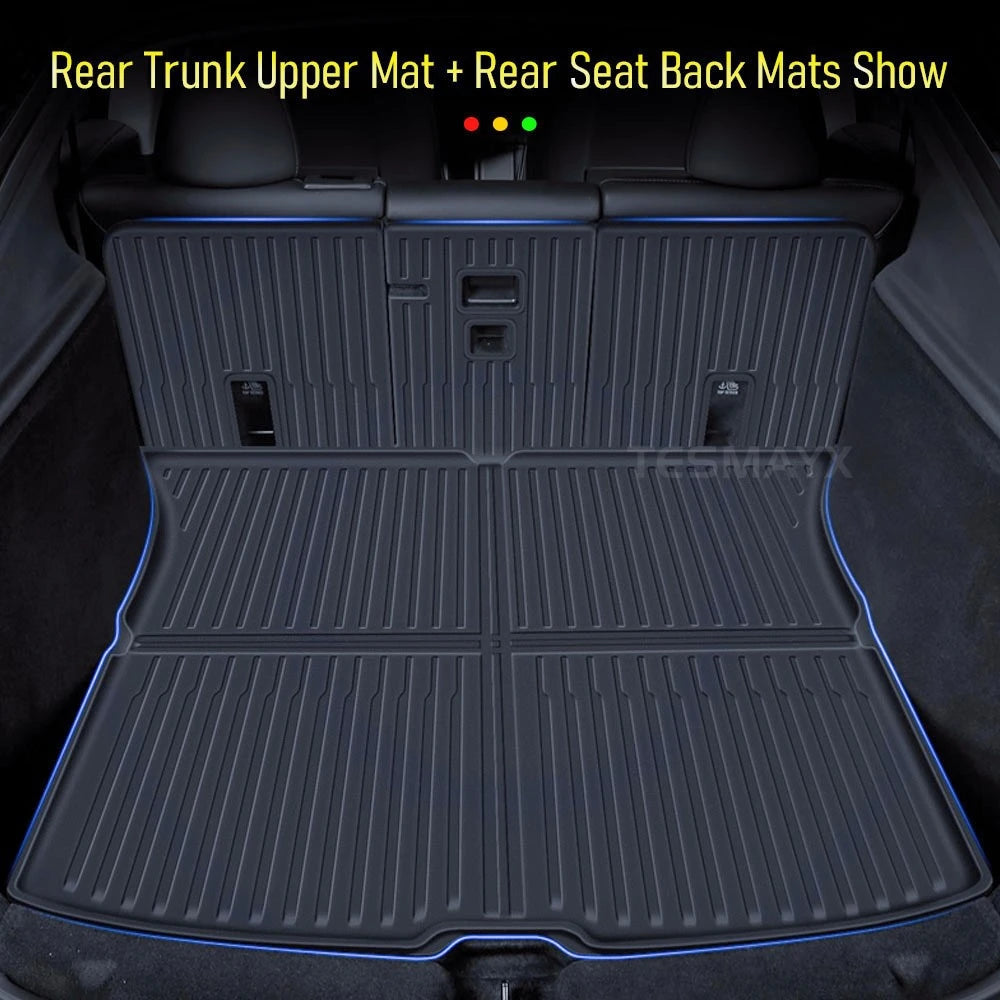 Car Floor Mats For Tesla Model Y Juniper 2025 2026 Double Layer Carpet TPE Trunk Pads Waterproof Cargo Liner Protective Kick Pad