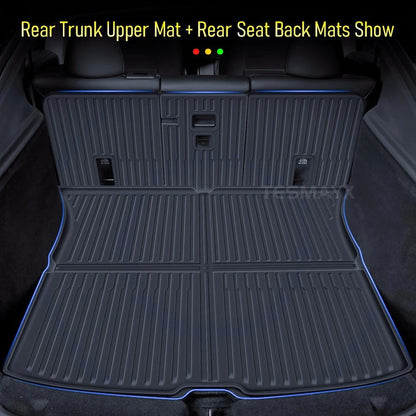 Car Floor Mats For Tesla Model Y Juniper 2025 2026 Double Layer Carpet TPE Trunk Pads Waterproof Cargo Liner Protective Kick Pad