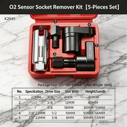 Universal Oxygen Sensor Socket Set O2 Lambda Sensor Removal Tool Kit Automotive Wrench Remover Installer Multi Size Box Tool