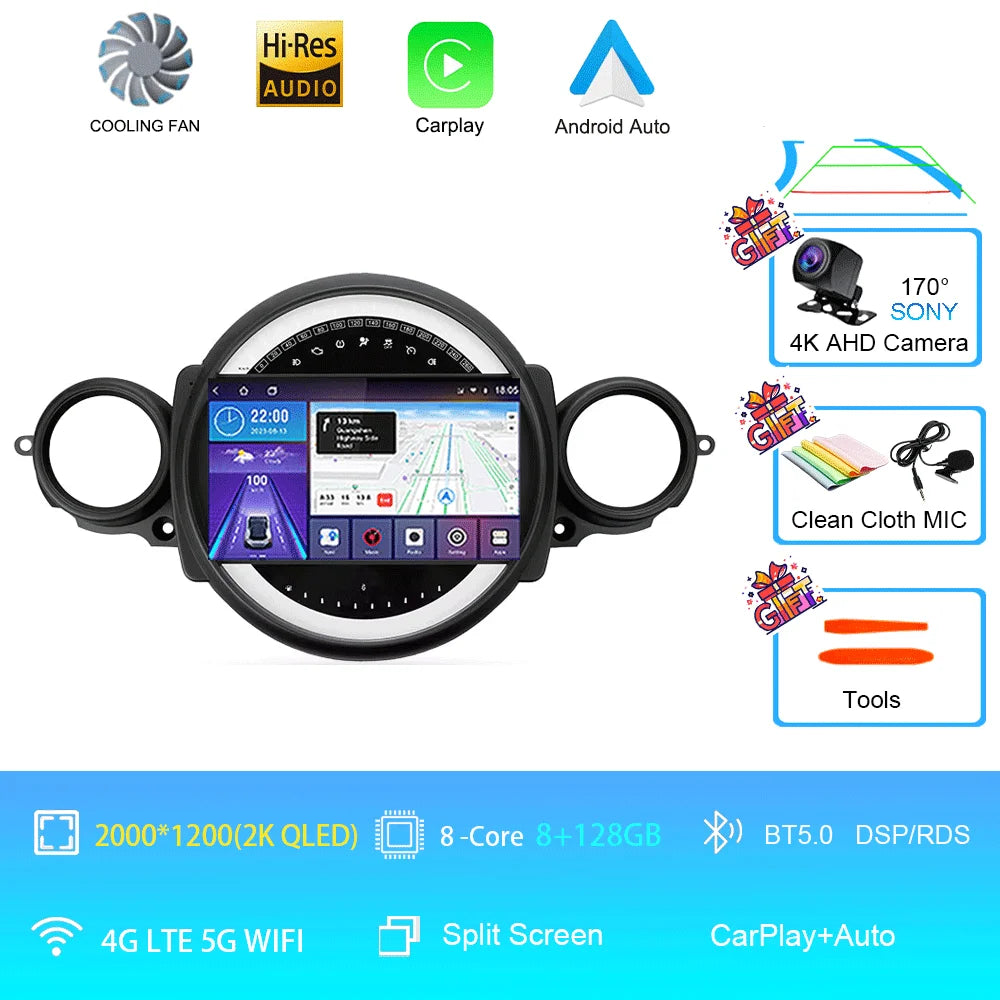 Car Radio Android 16 For BMW Mini Cooper R56 R60 R51 2006 - 2015 GPS Carplay Navigation Stereo Auto DSP BT DVD Multimedia Player