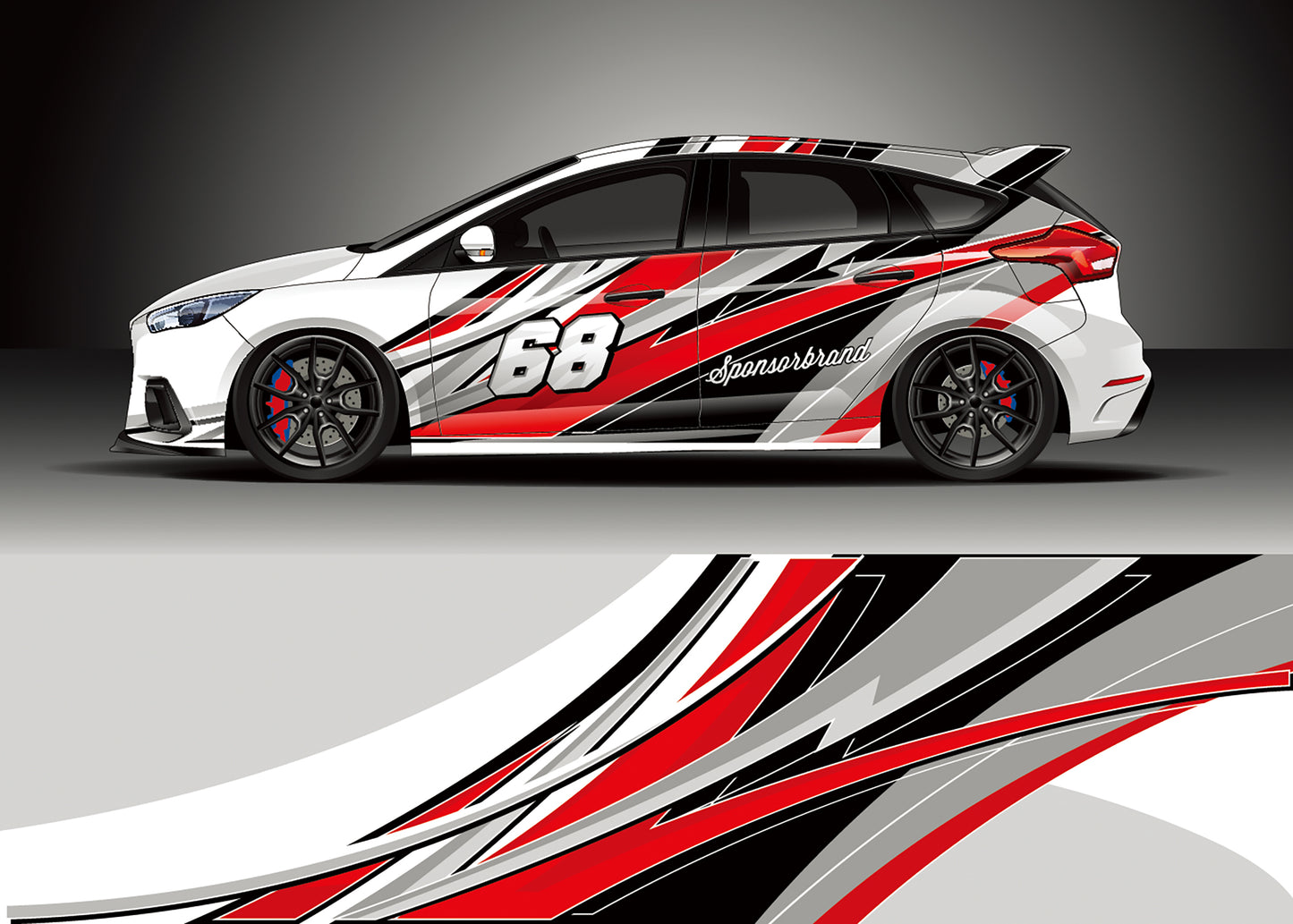 Full Body Racing Car Graphic Decal Vinyl Wrap Modern Design Vector Image Car Full Wrap Sticker Decorative Car Decal 300*60cm