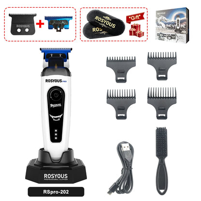 ROSYOUS RSpro-202 Hair Trimmer for Men DLC T-Blade 8000RPM Brushless Motor with Base Charger Professional Hair Cutting Machine