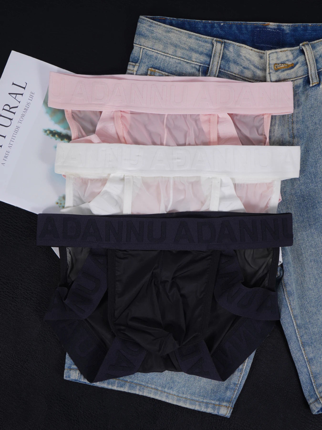 3 PCS Men's Modal Briefs U Convex Pouch Seamless Elastic Waistband Soft Skin-Friendly Breathable Underwear