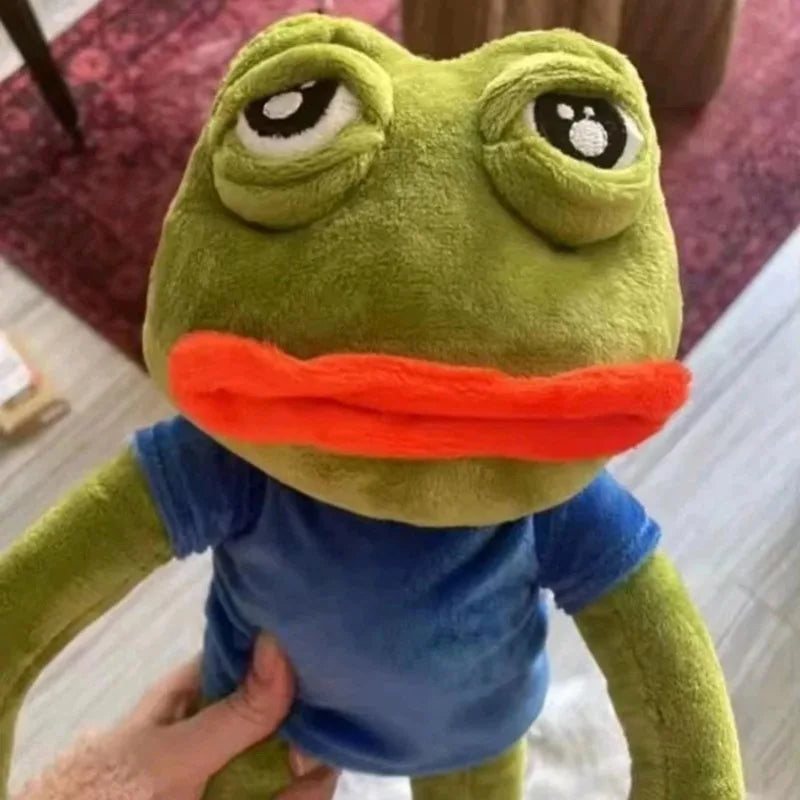 45cm Pepe The Frog Plush Toy Sad Meme Frog Stuffed Animal Soft Funny Peluche Cute Kawaii Hugging Pillow Home Decor Gag Gift