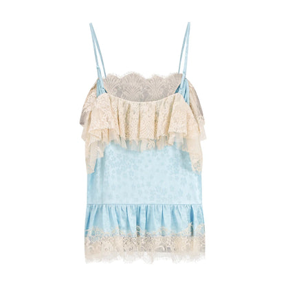 Women Lace Ruffle Cami Top - Cotton Blend Spaghetti Strap Camisole Vintage Frill Trim Y2K Tank Tops for Summer 2026