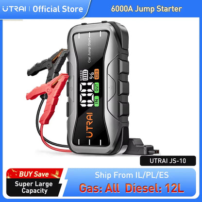 UTRAI  27000mAh Car Jump Starter Power Bank 6000A Car Booster Auto Emergency Starting Device Jump Start for Petrol Diesel